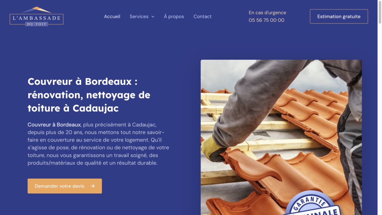 Capture du site de Ambassade du Toit