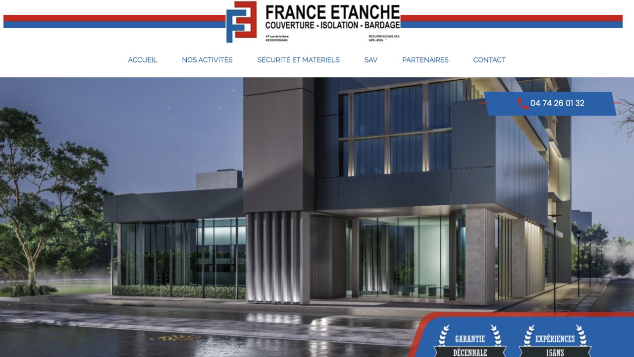 Capture du site de France Étanche
