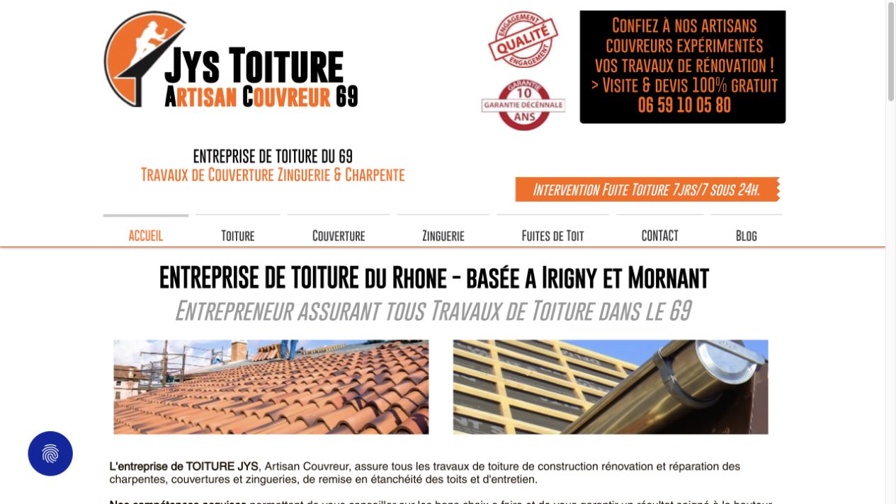 Capture du site de JYS Toiture