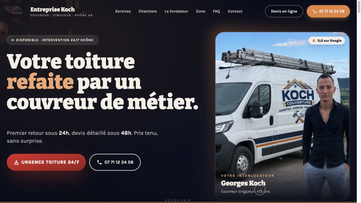 Capture du site de Entreprise Koch