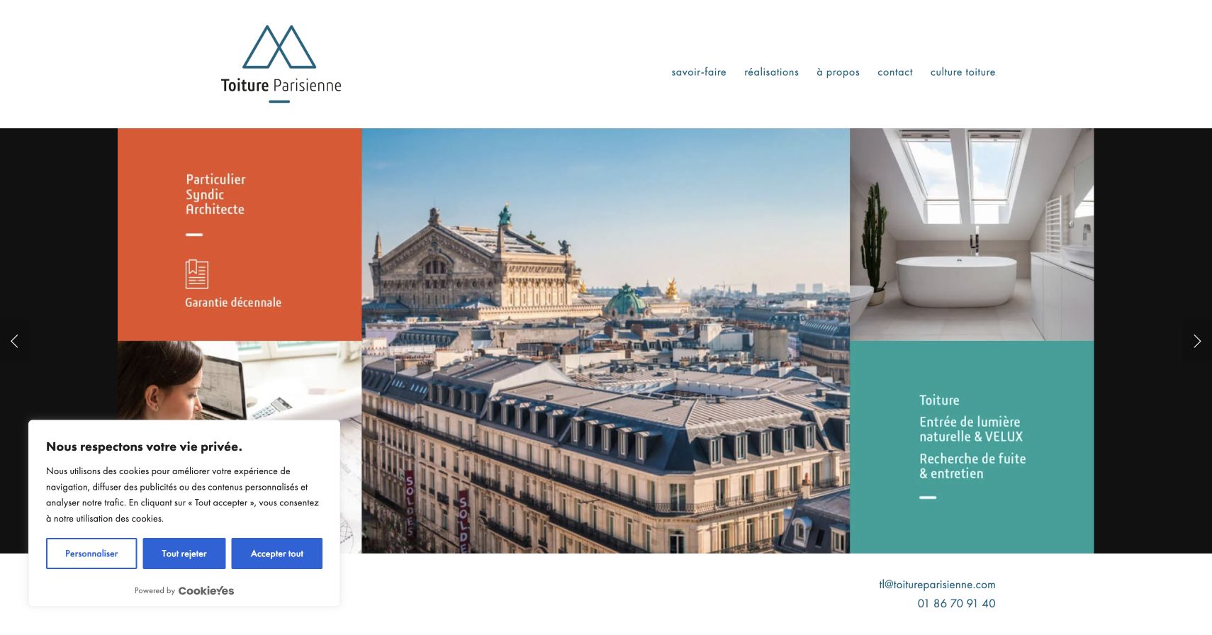 Capture du site de Toiture Parisienne