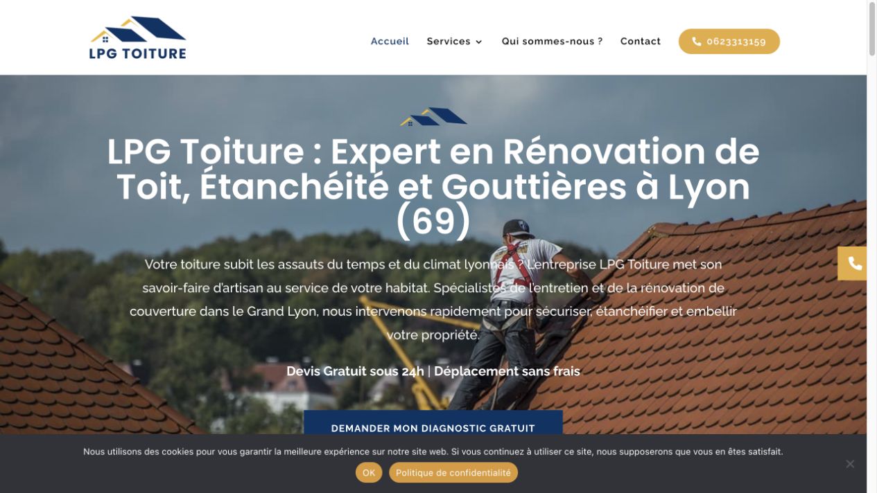 Capture du site de LPG Toiture