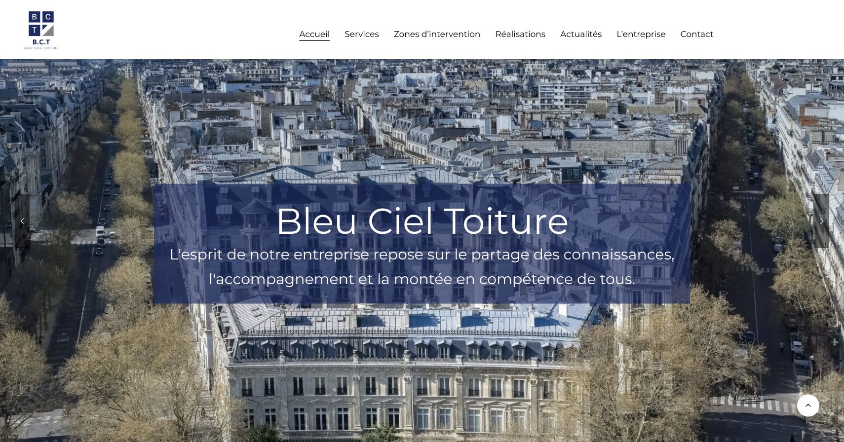 Capture du site de Bleu Ciel Toiture