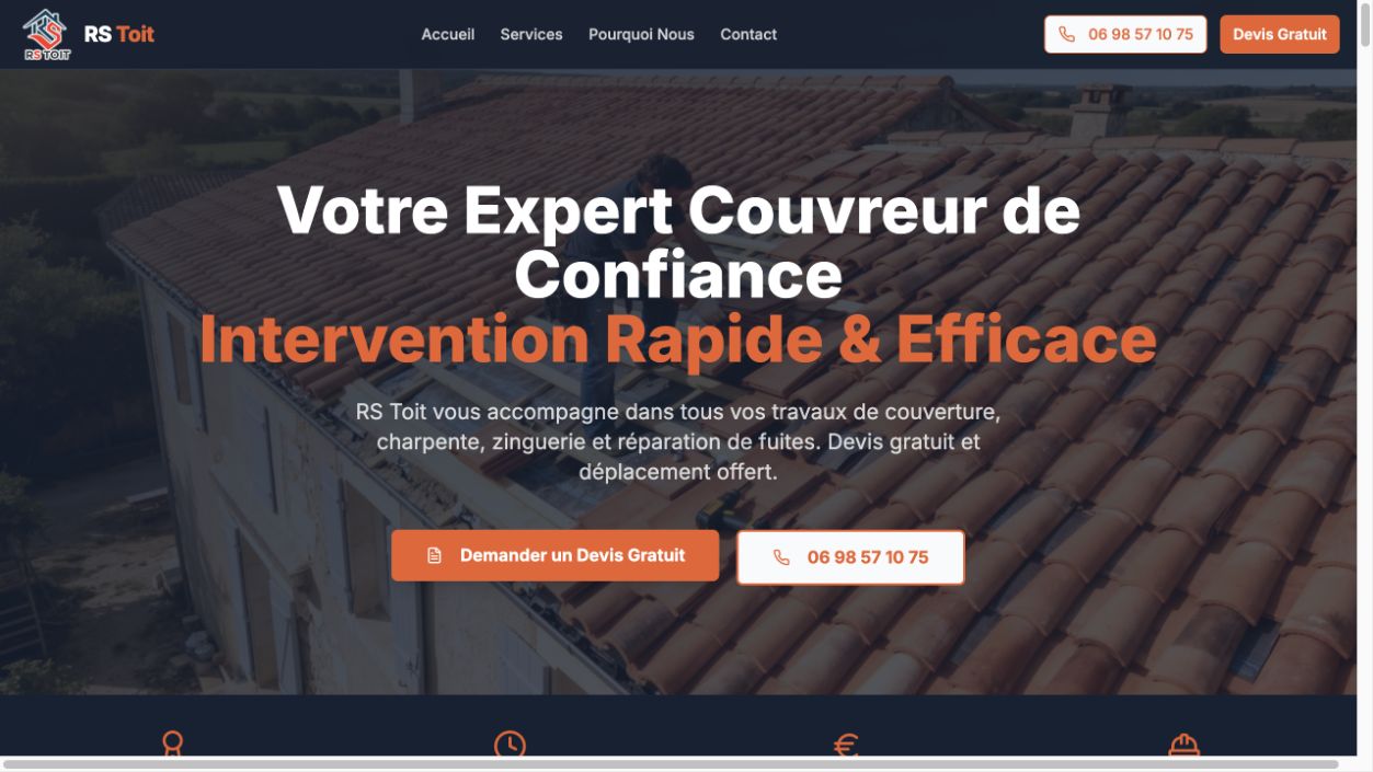 Capture du site de RS Toiture